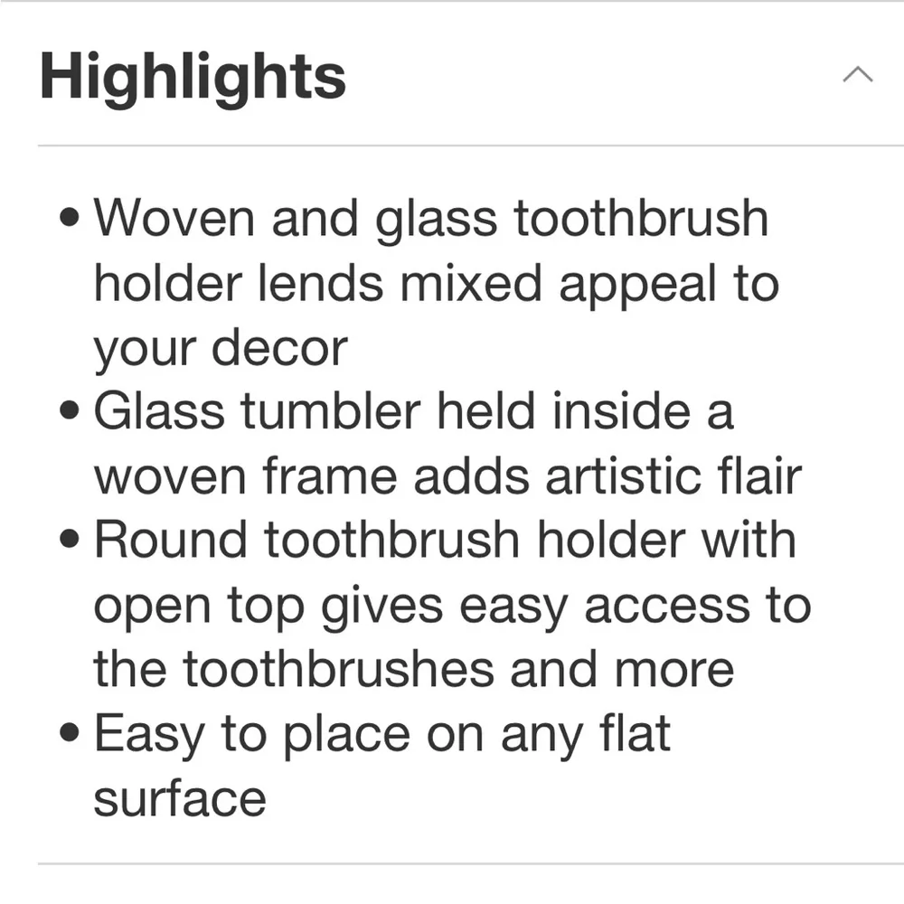 THRESHOLD NWT woven and glass toothbrush holder